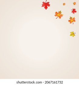 Orange Plant Background BeigeVector. Leaf Ground Frame. Autumnal October Floral. Beautiful Foliage Card.