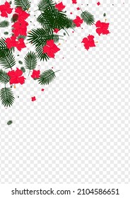 Orange Plant Background Transparent Vector. Flower Rainforest Illustration. Pink Hibiscus. Print Design. Red Beach Texture.