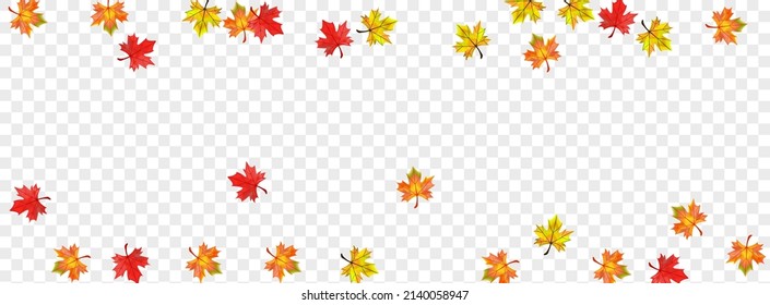 Orange Plant Background Transparent Vector. Foliage Decoration Design. Golden Shape Leaf. Pattern Leaves Card.