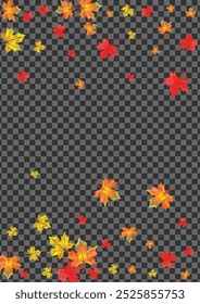 Orange Plant Background Transparent Vector. Floral Abstract Texture. Red October Leaf. September Leaves Template.