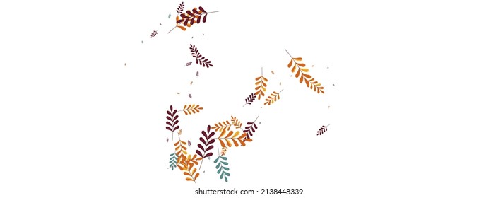 Vector blanco de fondo de planta naranja. Marco de arte de hoja. Hierba Roja. Las hojas verdes son modernas. Conjunto de noviembre.