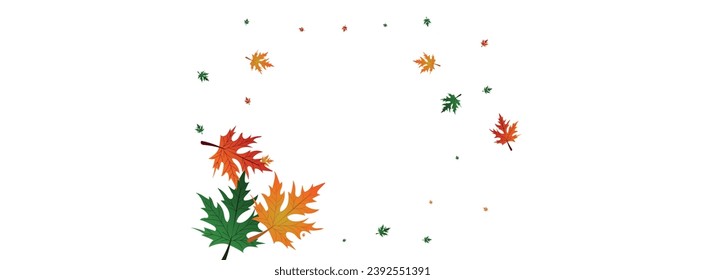 Orange Plant Background White Vector. Foliage Ground Template. Brown Giving. Beautiful Card. Golden Leaves Decor.
