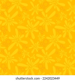 Orange plant seamless pattern, Looped Vector Background with blossom flowers for banner or textile.