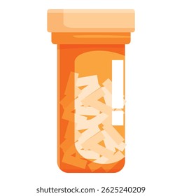 Orange plastic bottle containing white pills with blank label for pharmaceutical or medical concepts