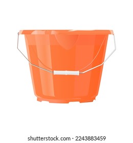 Orange plastic bucket on white background, vector illustration