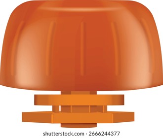 Orangefarbene Kunststoffkappe für Beutel. Vektorgrafik von 3D-Doy-Pack-Beutel Verpackung Ausgießer Deckel mockup, Vorderansicht. Realistische Vorlage für Präsentation, Promo-Design