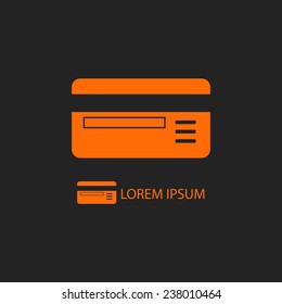 Orange plastic card as logo with copyspace on black background