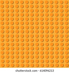 Orange plastic construction block pattern. Perfect vector background of closeup gloss plastic construction block.