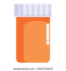 Orange plastic medical container holding pills for treatment is standing on a white background