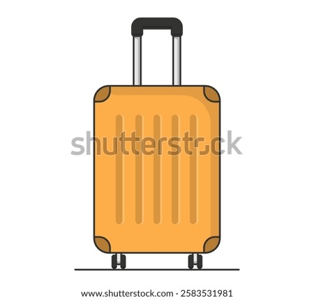 Orange plastic travel suitcase on white background, vector eps10 illustration