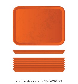 Orange plastic tray vector illustration isolated on white background