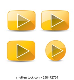 orange Play button set. vector illustration. button collection