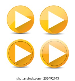 orange Play button set. vector illustration. button collection