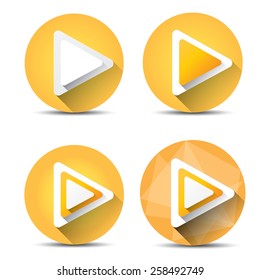 orange Play button set. vector illustration. button collection