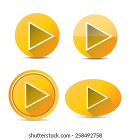 orange Play button set. vector illustration. button collection