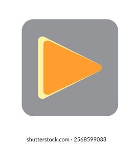 Orange Play button vector icon on white backgrond