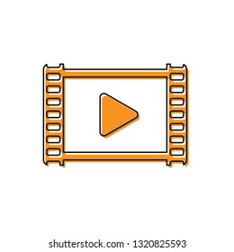 Orange Play Video icon isolated on white background. Film strip with play sign. Vector Illustration