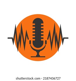 Podcasts Naranja. Ilustración vectorial plana, icono, diseño de logotipo en fondo blanco.