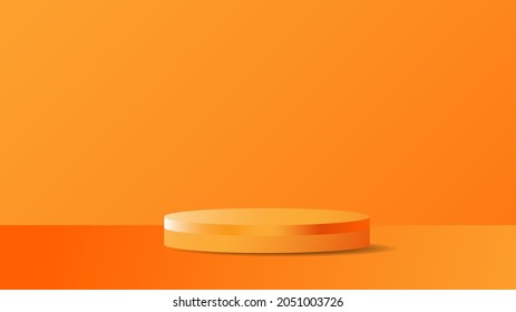 Orange Podium 3d illustration template   for content online or web, banner and template , illustration Vector EPS 10