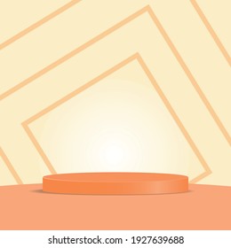 Orange podium with orange line and yellow background, Pedestal, Podium, Stand.