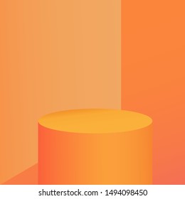 Orange podium minimal abstract background. used for advertising and display your product. Vector illustration