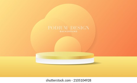 Orange Podium fondo mínimo , 3D producto de visualización de podio estadio , stand para mostrar productos cosméticos ,ilustración 3d Vector EPS 10