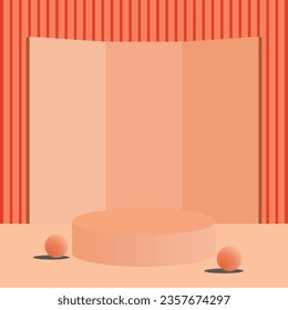 
Orange podium stage with backdrop and ball by illustrator