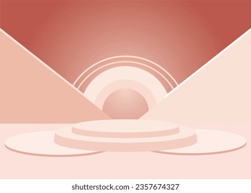 Orange podium stage circle with cloud by illustrator