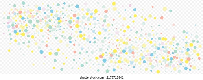Orange Polka Christmas Panoramic Transparent Background. Transparent Circle Wallpaper. FallingFestive Dust Pattern. Rainbow Rain Carnaval Backdrop.