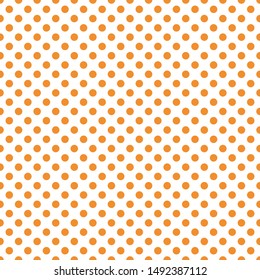 Orange polka dot pattern vector. Orange on white. Polka dots texture.