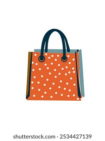 
Orange polka dot shopping bag, vector illustration