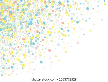 Orange Polka Independence White Background. Celebrate Circle Postcard. Decoration Confetti Backdrop. Rainbow Round Carnival Background.
