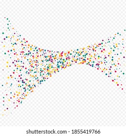 Orange Polka Transparent Transparent Background. Decoration Splash Texture. FallingFestive Rain Pattern. Rainbow Confetti Abstract Background.