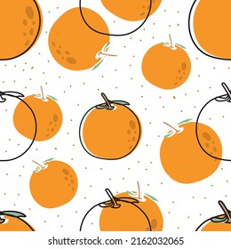 Orange And Polkadot Seamless Pattern With White Background