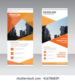 Orange polygon Business Roll Up Banner flat design template ,Abstract Geometric banner Vector illustration set