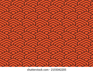 Orange Polygon Japan Wave Background Pattern 