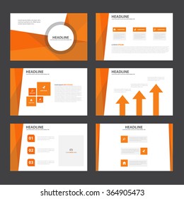 Orange polygon presentation templates Infographic elements flat design set for brochure flyer leaflet marketing advertising