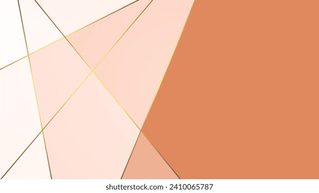 Orange polygonal background with golden lines. Design template for brochures, flyers, magazine, banners etc.