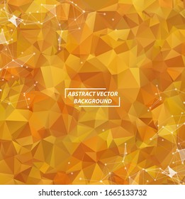 Orange Polygonal background molecule and communication. Connected lines with dots. Minimalism chaotic illustration background. Concept of the science, chemistry, biology, medicine, technology.