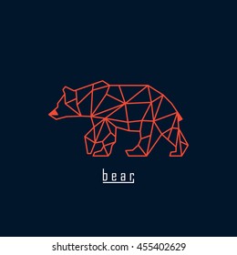Orange polygonal bear and text with dark blue background