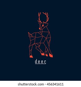 Orange polygonal deer and text with dark blue background