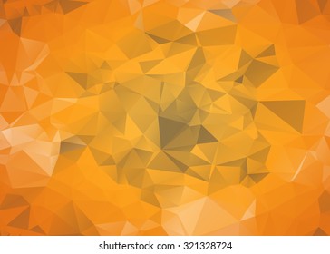 Orange polygonal mosaic background. Low poly style vector illustration