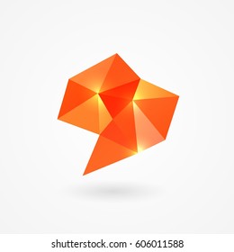 Orange polygonal speech bubbles. Isolated on white background