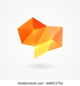 Orange polygonal speech bubbles. Isolated on white background