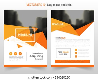 Orange Polygonal Vector Annual Report Leaflet Brochure Flyer, Book Cover Layout Design, Abstract Business Presentation Template, A4 Size 