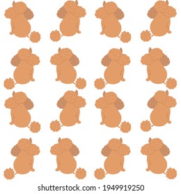 orange poodle dog seamless vector pattern