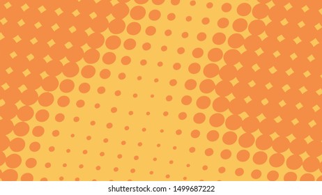 Orange pop art background in retro comic style with halftone dots design isolated