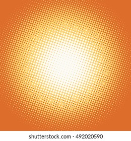 Orange pop art retro background with light spot, vector illustration