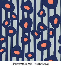 Orange Poppy Vector Seamless Pattern.  Tulip Fashion Background. Pretty Drawn Paper Texture. 