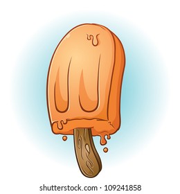 Orange Popsicle Cartoon Illustration